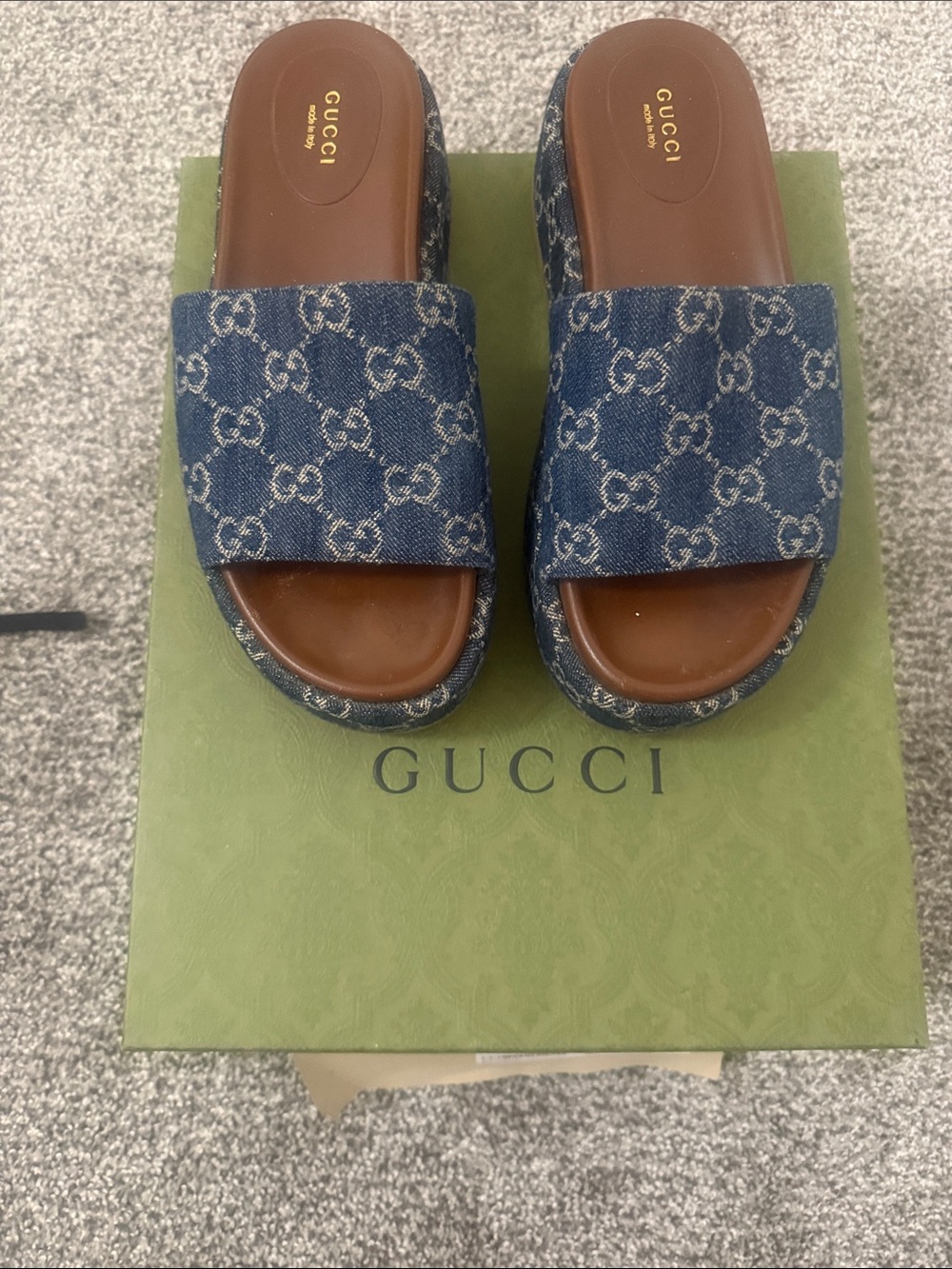 Gucci Denim GG Platform Slide